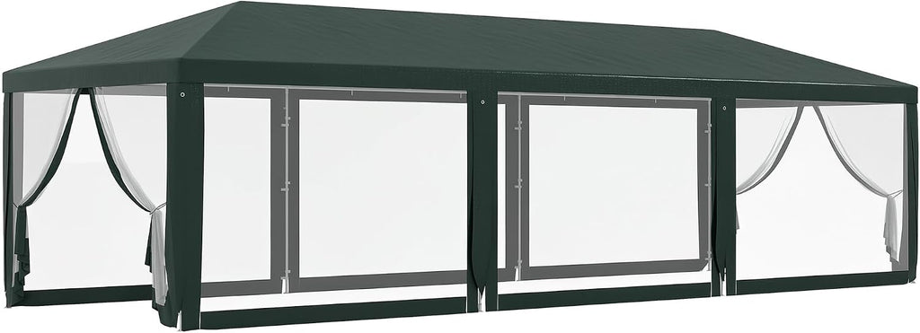 Outsunny 10' x 28' Party Tent, Outdoor Wedding Canopy & Gazebo with Removable Sidewalls, Shade Shelter for Events, BBQs, Green