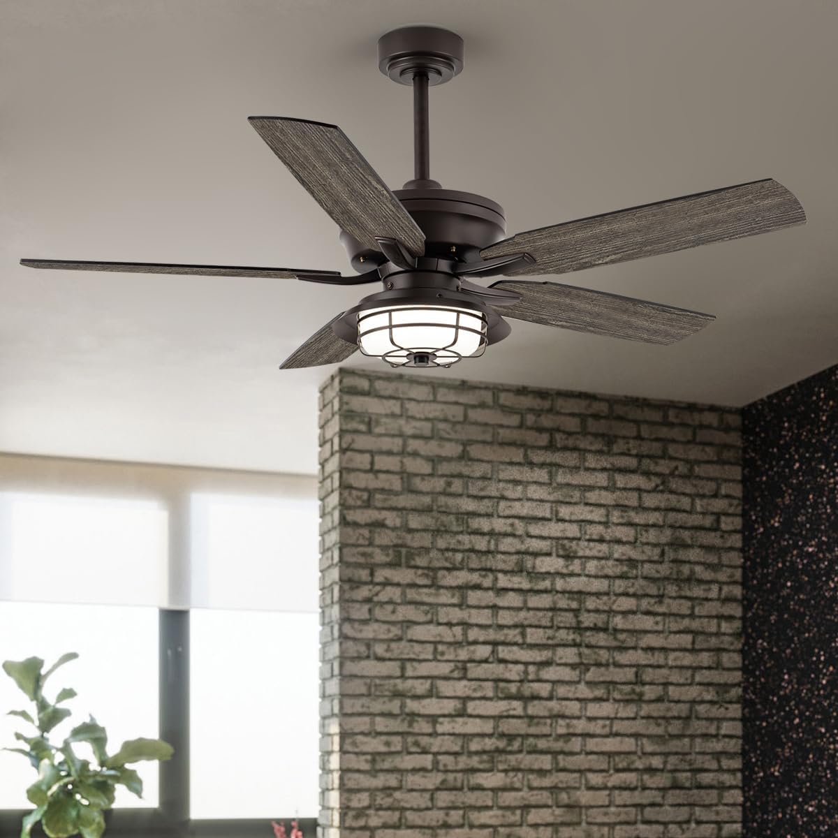 NORFOLK 52' Outdoor Ceiling Fans with Lights for Patios, Waterproof Ceiling Fan and Remote, Wet Rated and 3 Color LED Lighting, Farmhouse for Outside Gazebo Backyard Canopy, Grey Blades