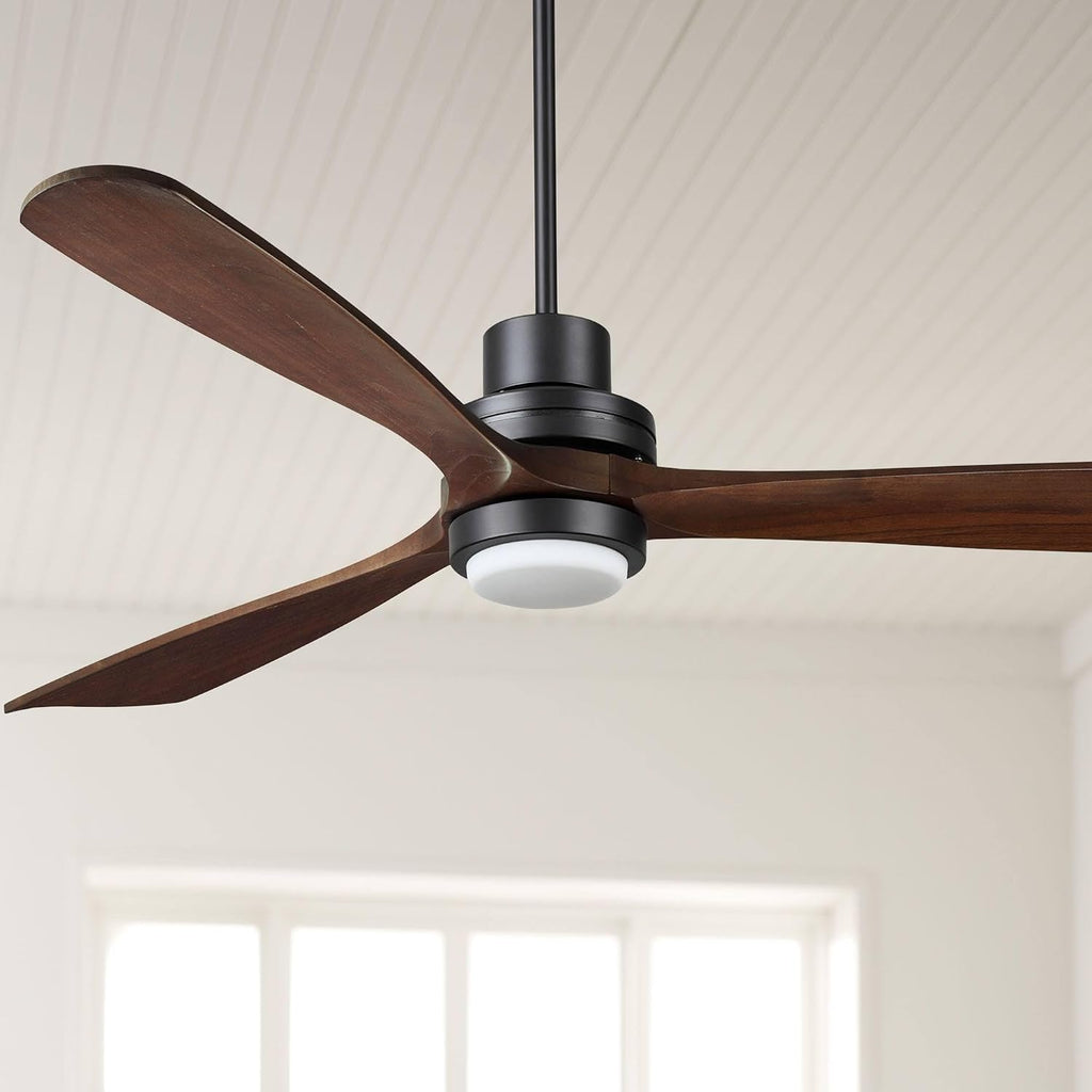 Casa Vieja 66' Delta-Wing XL DC Modern Industrial Indoor Ceiling Fan with LED Light Remote Control Matte Black Dark Walnut Opal Glass for Cottage Core Living Room Kitchen House Bedroom Family Dining