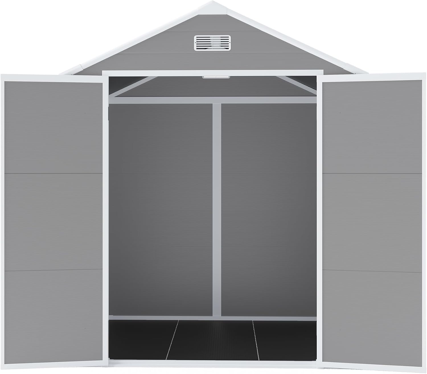 YOPTO 6x5 FT Resin Storage Shed,Garden House with Floor & Lockable Door,Waterproof Plastic Tool Sheds W/Slanting Roof Visual Window & Air Vents for Bicycles,Lawnmowers,Lawn,All Weather Use,Gray