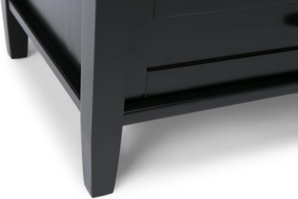 SIMPLIHOME Warm Shaker TV Stand - 47 inch Wide Solid Wood Media Console in Black, Transitional Entertainment Center for TVs up to 50 Inches with 2 Cabinets, 2 Drawers, and Cord Management