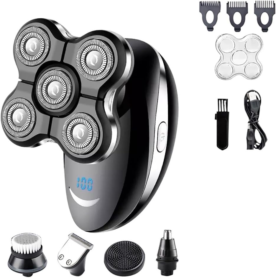 Head Shaver for Men, 5 in 1 Electric Shaver for Men Beard Hair Trimmer Bald Head Razor 5D Floating Electric Nose Hair Trimmer LCD Display