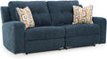Signature Design by Ashley Danum Modern Manual Pull Tab Reclining Sofa with Tufed Back Cushion, Blue