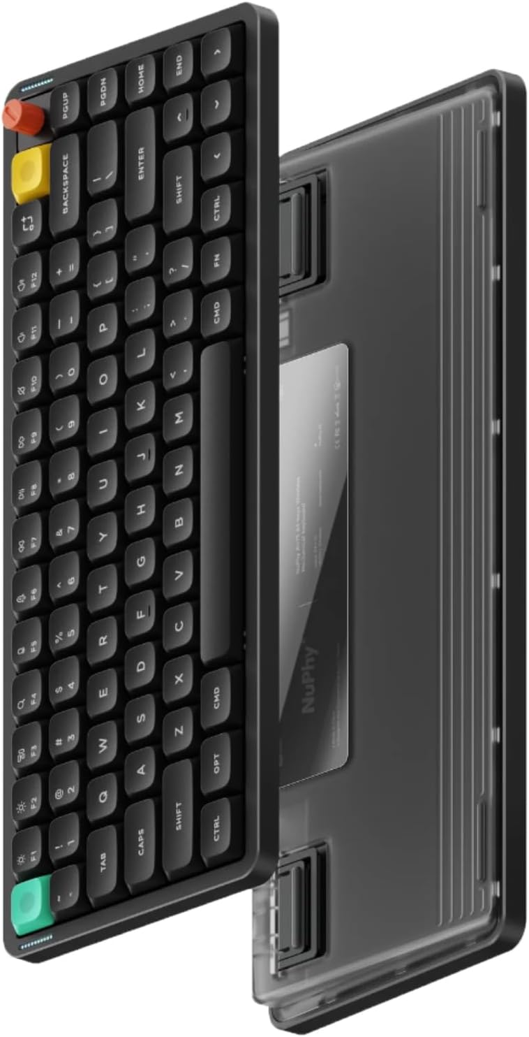 nuphy Air75 V3 Hot Swappable Wireless Mechanical Keyboard, 84 Keys 75% Custom Low Profile Keyboard with Knob, RGB Backlit, Gasket Mounted, Support Bluetooth/2.4GHz/USB-C,Black-Brown Nano