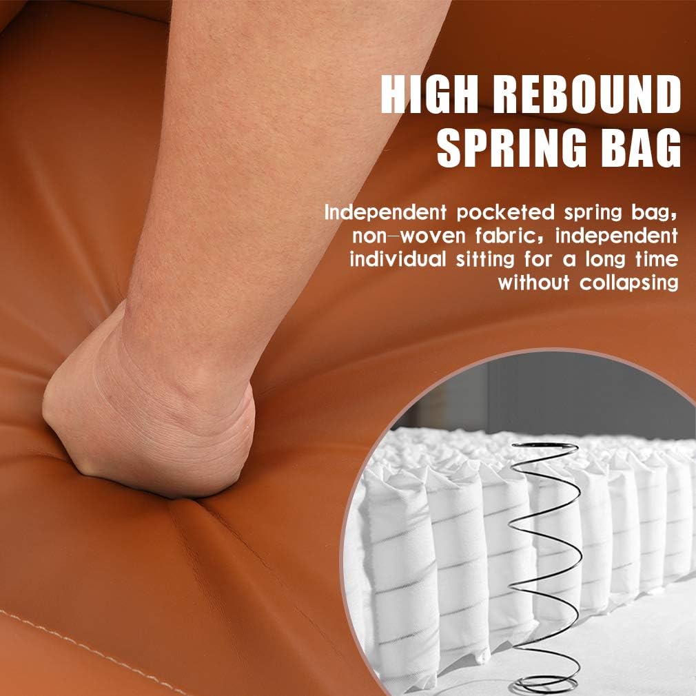 FDW Recliner Chair Push Back Sofa Home Theater Seating with Lumbar Support and Leather Padded Seat Backrest for Living Room (Tan)