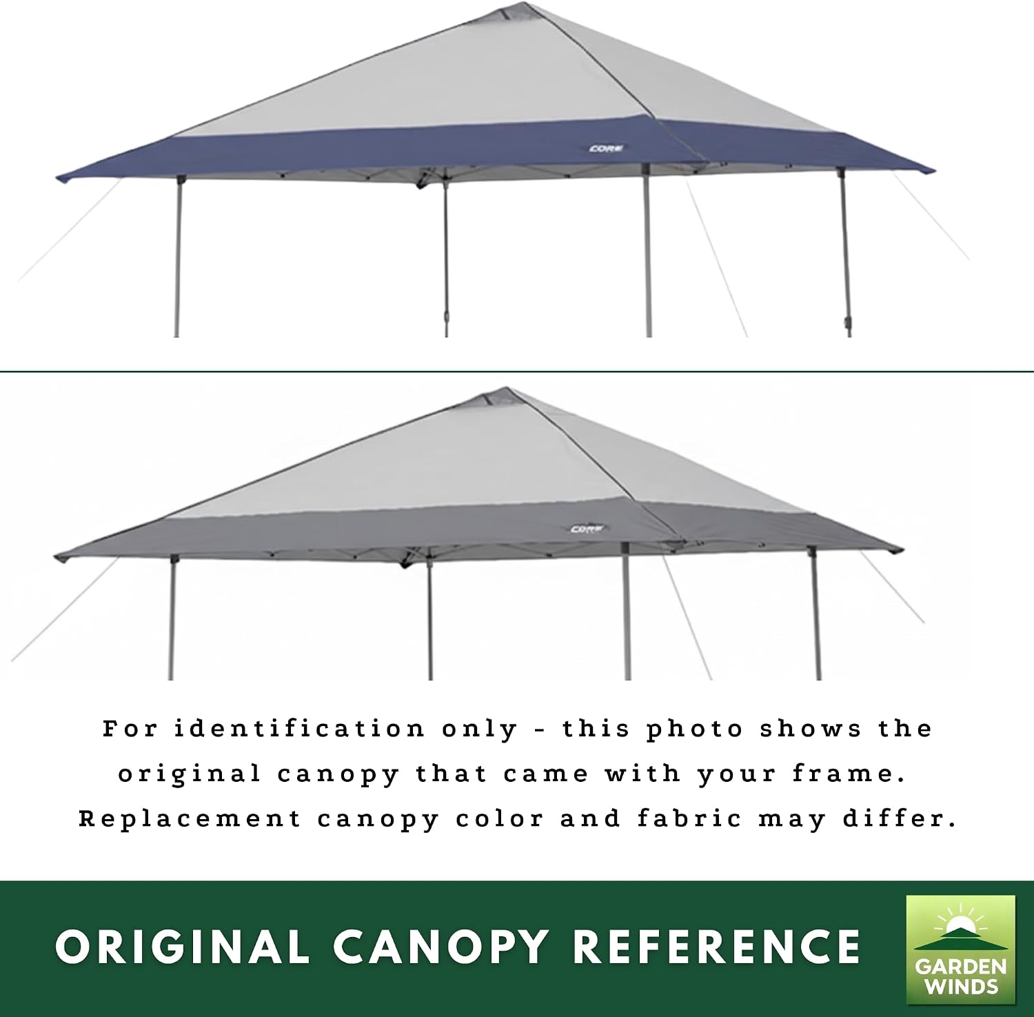 Garden Winds Reinforced RipLock 350 Replacement Canopy Top Cover and Sunshade Compatible with Core 13' x 13' Center Push Up Pop Up Canopy Models 1654628, 40325, 40155 - Slate Gray