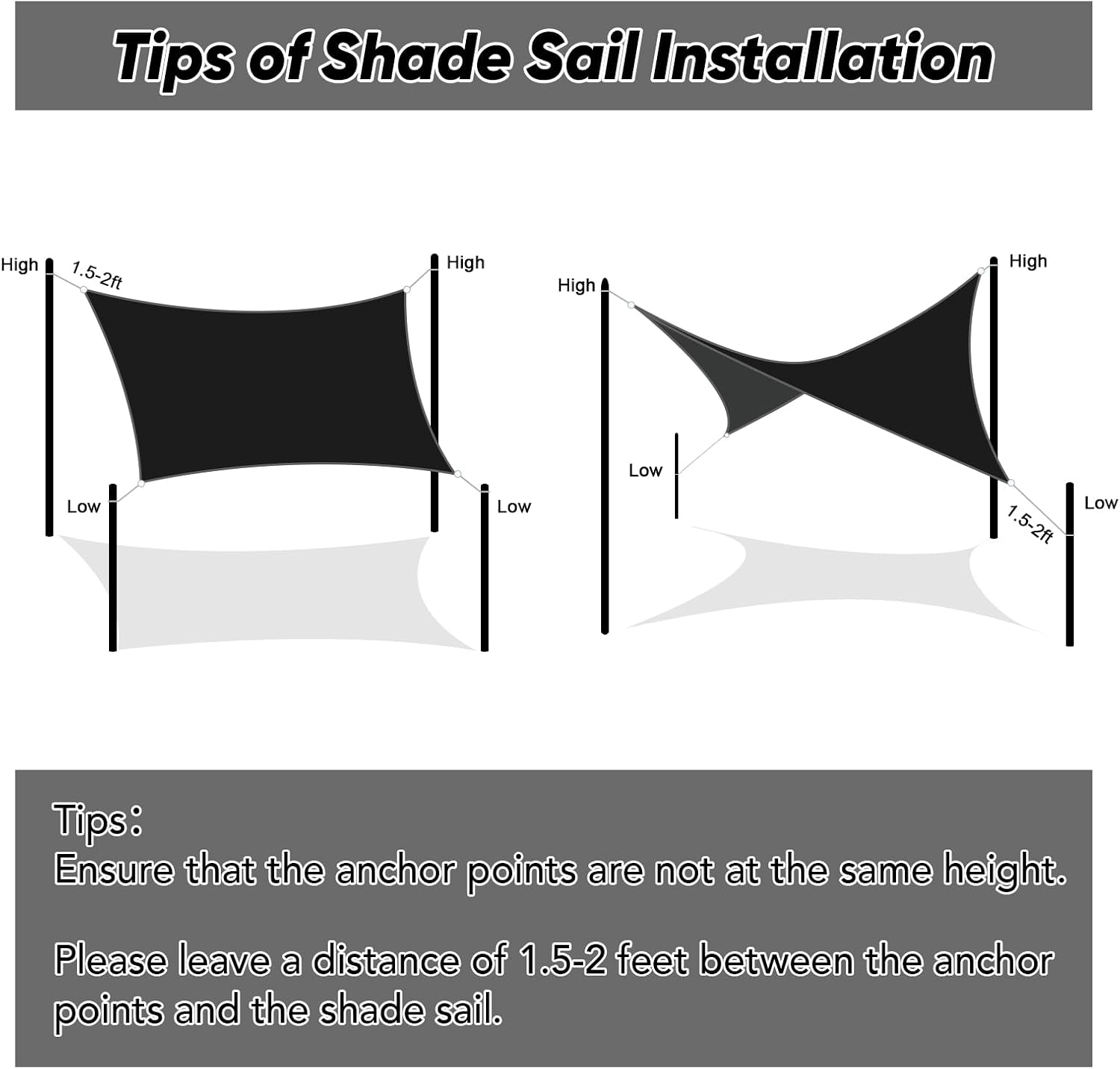 Shade&Beyond Custom 07'x13' Sun Shade Sail Canopy Rectangle UV Block Breathable Curved Sunshade for Backyard Yard Deck Outdoor Facility and Activities, Black (We Make Custom Size)