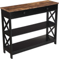 Convenience Concepts Oxford 1 Drawer Console Table with Shelves, Barnwood/Black