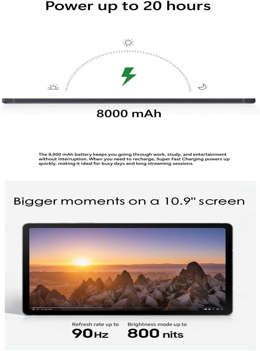 Samsung Galaxy Tab S10 FE 10.9' Wi‑Fi 128GB Tablet US Version with S Pen, 90Hz Display, Long Battery Life– Ideal for Study, Work& Include 128GB microSD& Fast Charger & Keyboard– Gray