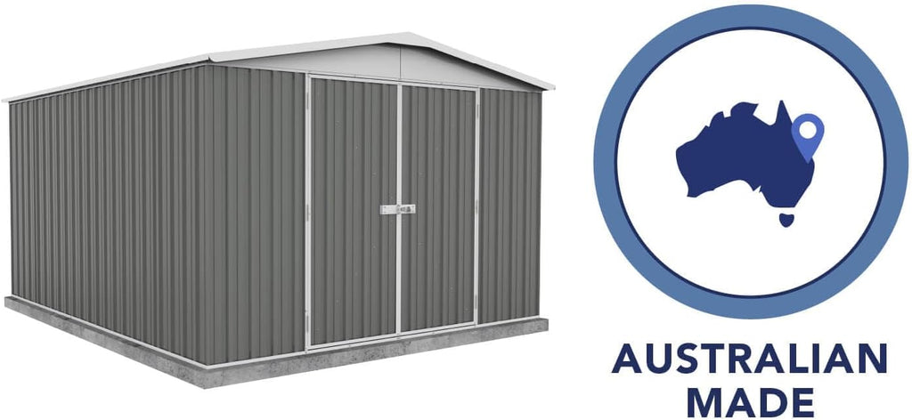 Absco Regent 10 Ft. x 12 Ft. Metal Storage Shed DIY Galvanized Steel Sheds for Tools, Bikes, Lawn & Garden Equipment, Outdoor Patio Furniture, Perfect in Backyard, Garden (Woodland Gray)
