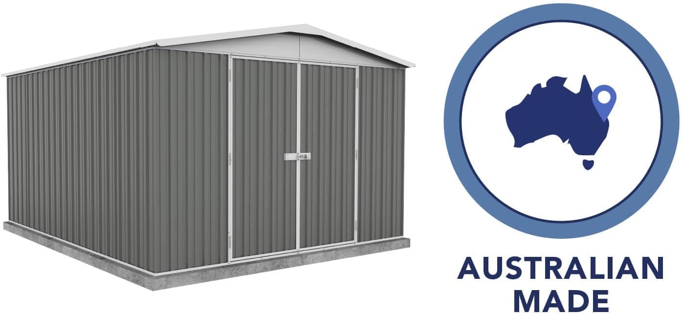 Absco Regent 10 Ft. x 12 Ft. Metal Storage Shed DIY Galvanized Steel Sheds for Tools, Bikes, Lawn & Garden Equipment, Outdoor Patio Furniture, Perfect in Backyard, Garden (Woodland Gray)