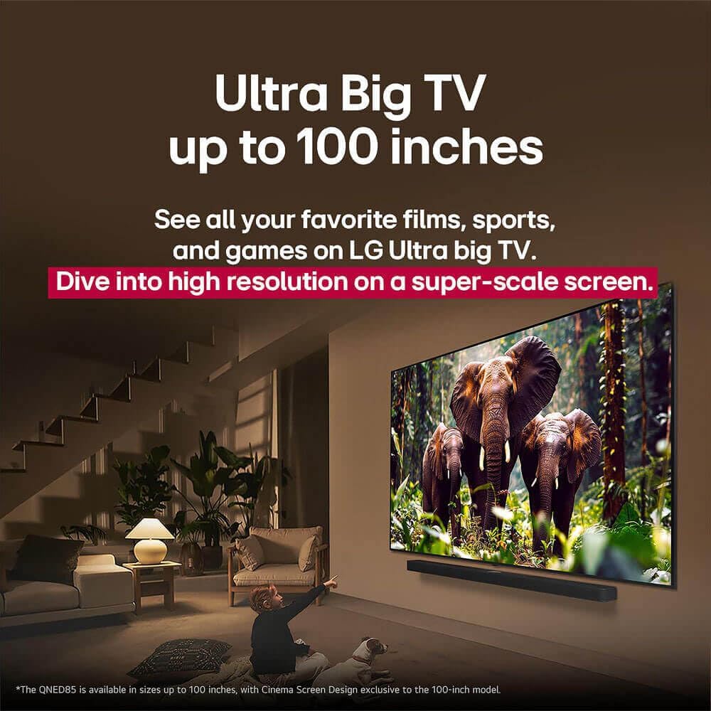 LG 100QNED85A 100 inch Class QNED85A Series 4K evo AI MiniLED Smart webOS TV (2025)