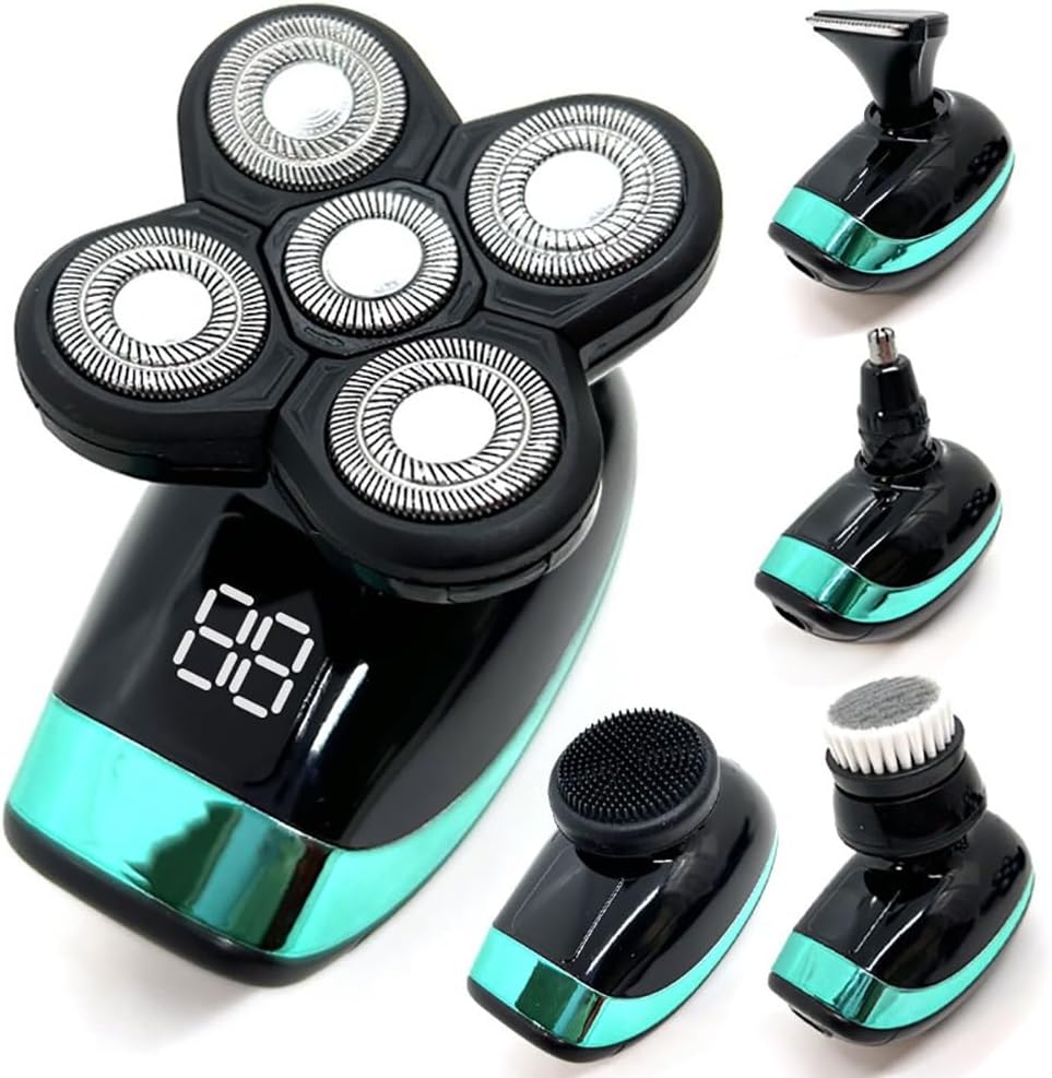 Head Shaver for Men, 5 in 1 Bald Head Shaver with Hair Clippers Nose Hair Trimmer Facial Cleaning Waterproof Electric Shaver for Men Beard Trimmer