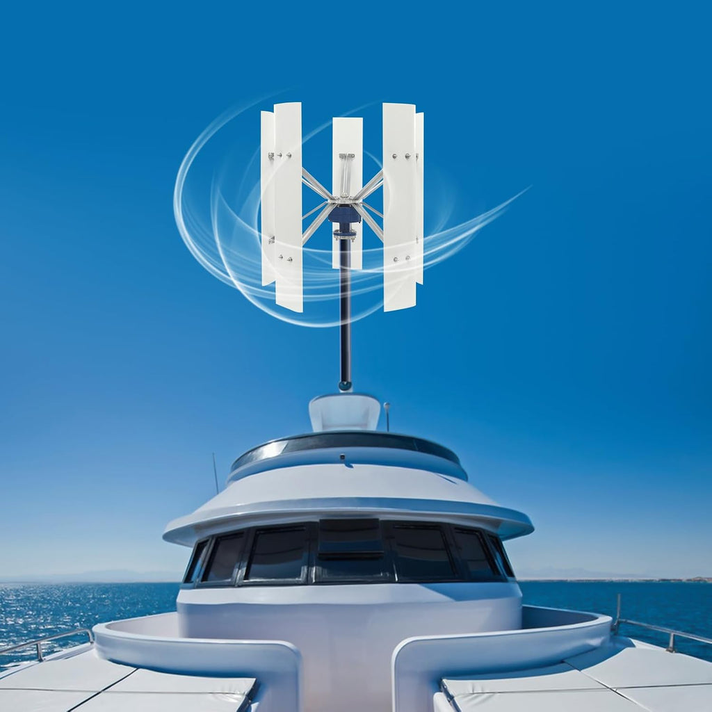 100W Vertical Axis Wind Turbine Generator, Permanent Magnet Generator with Intelligent Controller, Low Noise Helical Design Windmill for Home, Boats, Street Lighting (12V,100W,Style 2)
