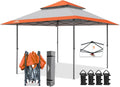 EAGLE PEAK 13x13 Straight Leg Pop Up Canopy Tent Instant Outdoor Canopy Easy Single Person Set up Folding Shelter w/Auto Extending Eaves 169 Square Feet of Shade (Orange)