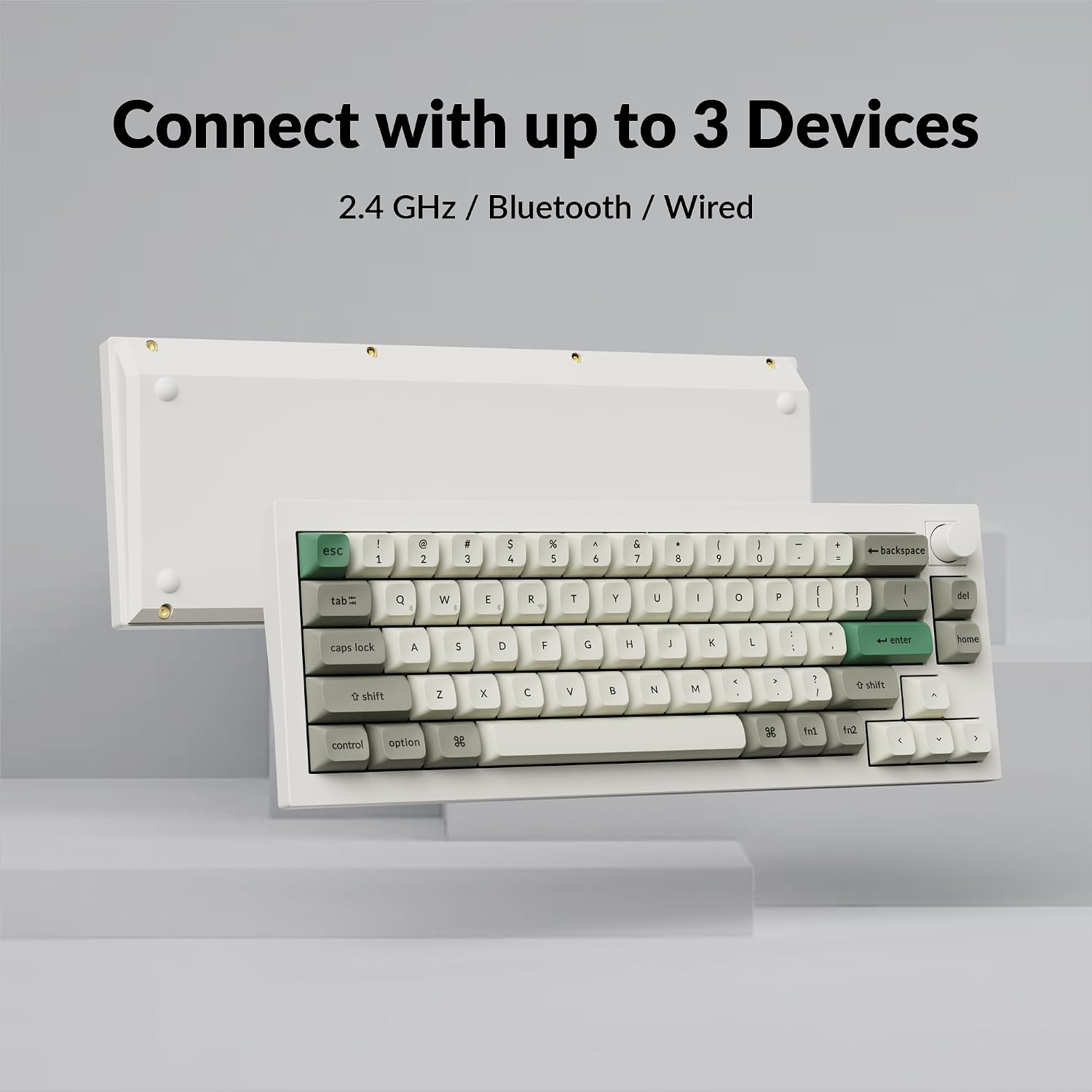 Keychron Q2 Max Wireless Custom Mechanical Gaming Keyboard, QMK/VIA Programmable Knob 2.4 GHz/Bluetooth 5.1/Wired, 65% Compact RGB Hot-Swap with Gateron Banana Switch for Mac Windows Linux - White