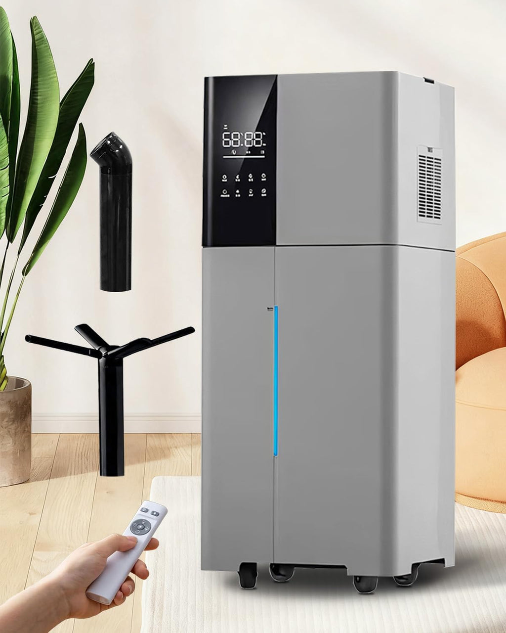 Lacidoll Humidifier Large Room,26L/6.8Gal Whole House Humidifiers for Bedroom Home 3000 sq.ft,1800ml/H,Commercial and Industrial Humidifiers with 360° Nozzle & Extension Tube,Top Fill,Gray