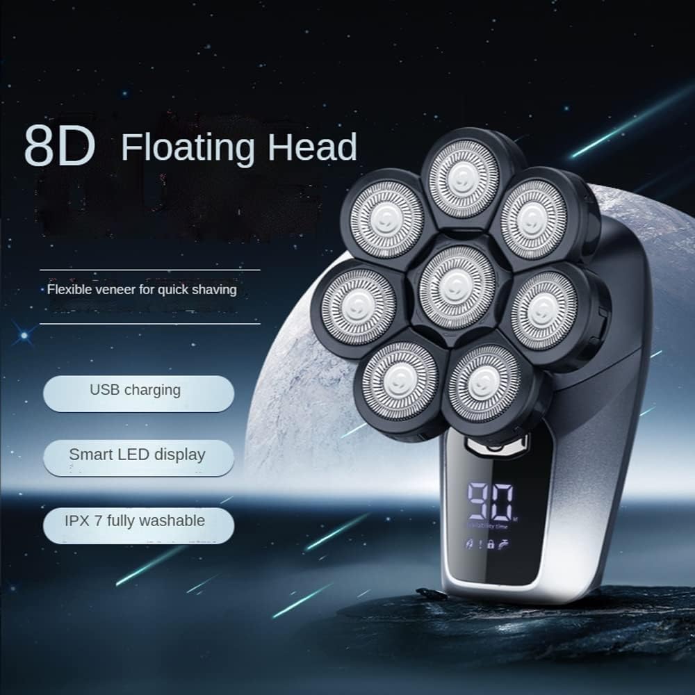 Electric Shavers for Bald Men, Multifunctional 8D Bald Head Shaver 6 in 1 Electric Razor Head Shavers for Bald Men LED Display Electric Shavers