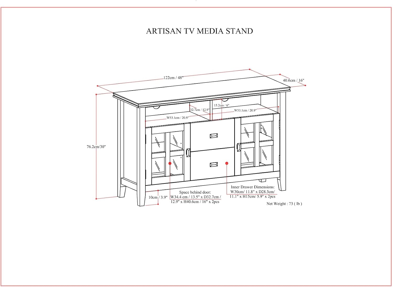 SIMPLIHOME Artisan TV Stand - 48 inch Wide Solid Wood Media Console in Russet Brown, Contemporary Entertainment Center for Living Room for TVs up to 55 Inches with Drawers and Cable Management