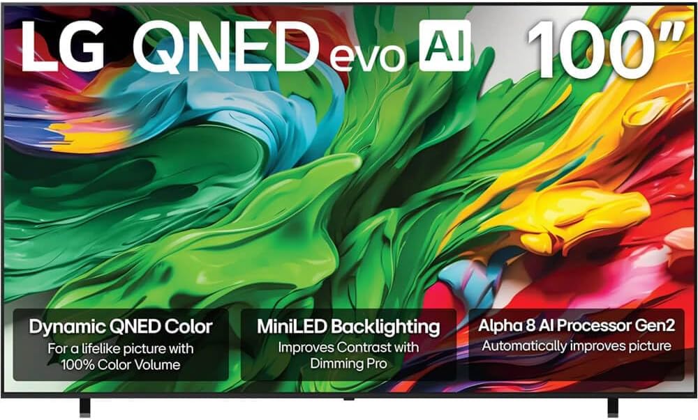 LG 100QNED85A 100 inch Class QNED85A Series 4K evo AI MiniLED Smart webOS TV (2025)