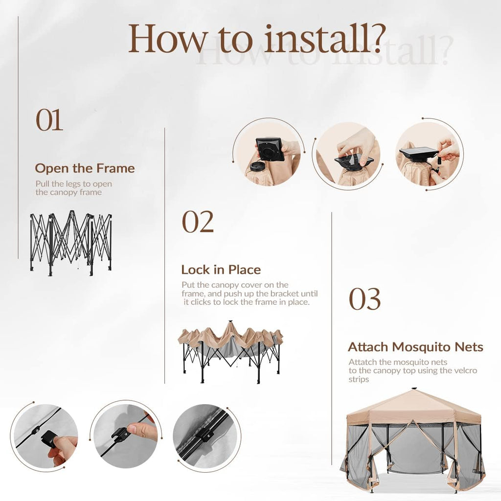 Quictent 13'x13' Pop up Screened Canopy Tent with Mosquito Netting, Portable Easy up Outdoor Screen House Shelter for Patio, Camping and Picnic, Includes Wheeled Carry Bag