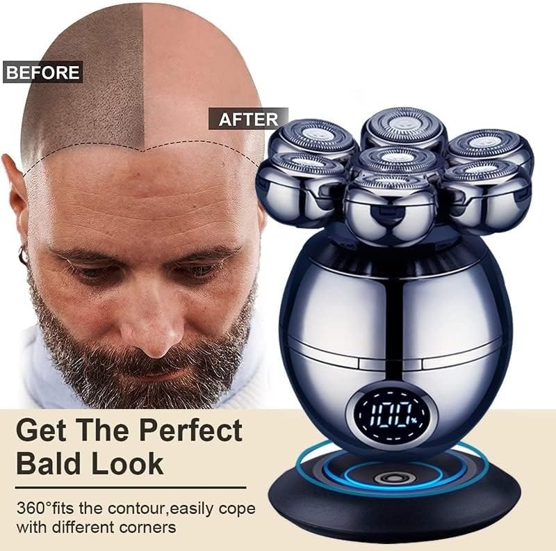 Electric Shavers for Bald Men, 7D Electric Shaver for Men Independently 7 Cutter Floating Head Waterproof Electric Razor Multifunction Trimmer with LCD Display