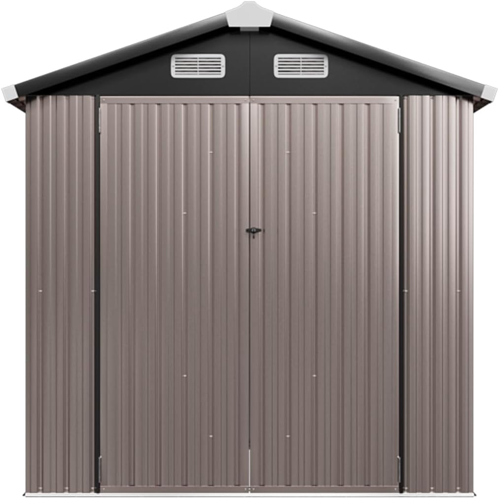 4.6 x 2.5 FT Outdoor Metal Storage Shed – Ideal for Garbage Cans, Tools, Garden Equipment, and Bikes – Brown
