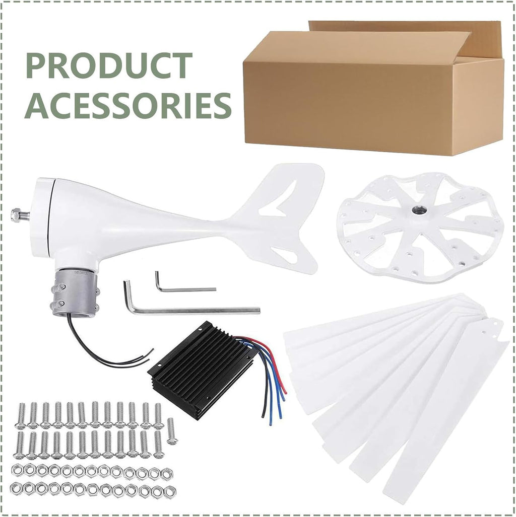 Wind Turbine, 14000W DC 12V/24V/48V/110V/220V Wind Turbine Generator, with 8 Blades Wind Turbine Kit with Solar Wind Hybrid Controllerfor Homes Energy Supplementation,24V