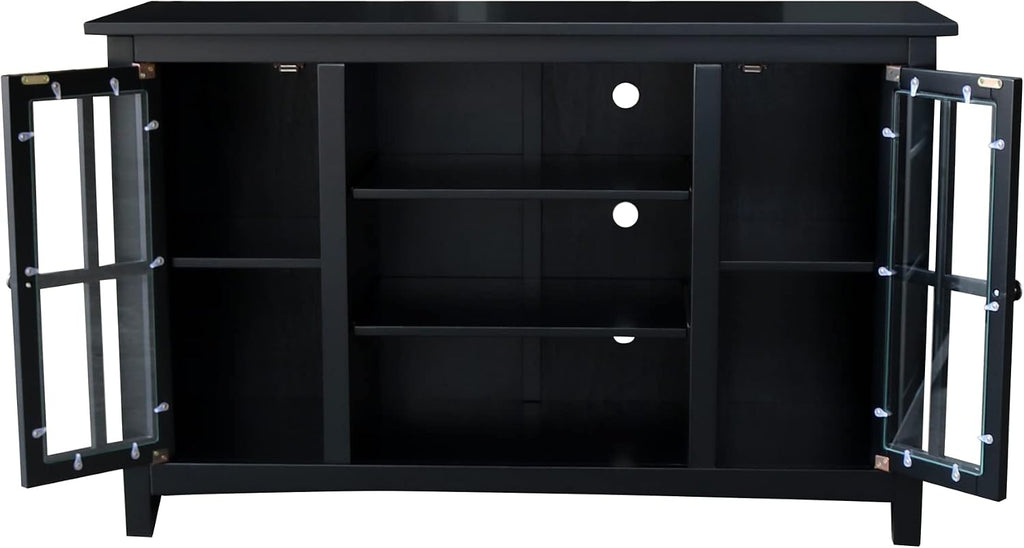 IC INTERNATIONAL CONCEPTS Entertainment/TV Stand with Open Shelves and 2 Doors in Black - 48' Height