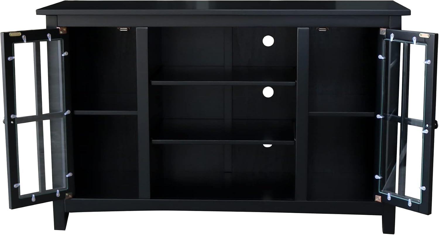 IC INTERNATIONAL CONCEPTS Entertainment/TV Stand with Open Shelves and 2 Doors in Black - 48' Height