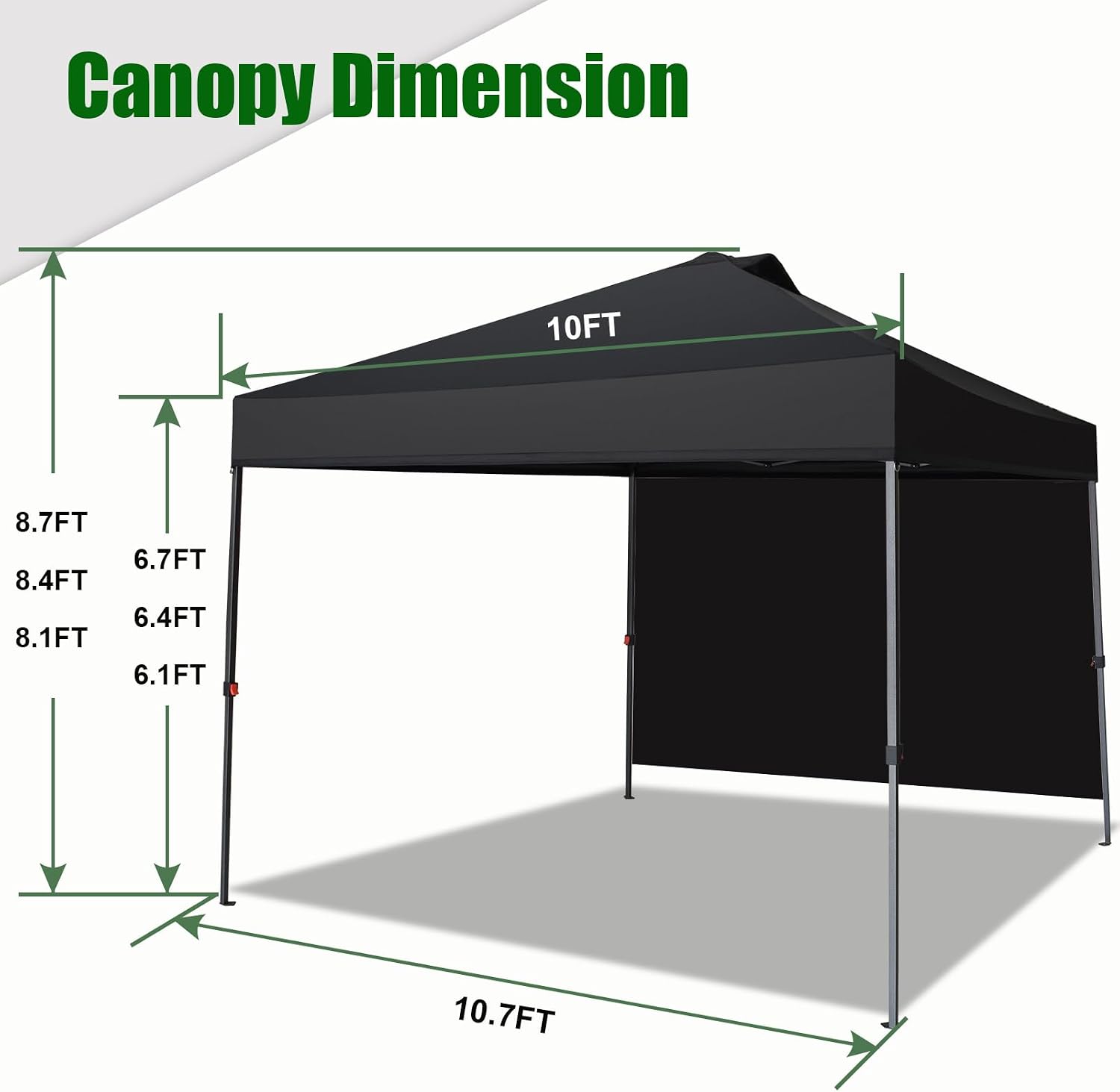 Eurmax USA NOMATTER ONE-Person Open&Close 10x10ft Pop Up Canopy Tent,Portable Shelter for Outdoor Events with 1 Removable Sidewall,Instant Canopies,Temporary Sunshade,Bonus 4 Sand Bags (Forest Green)