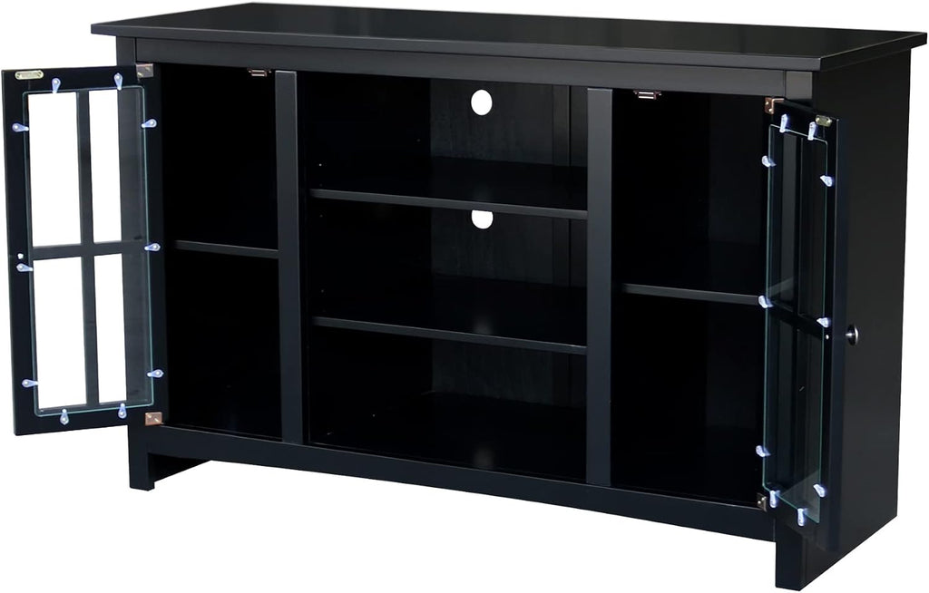 IC INTERNATIONAL CONCEPTS Entertainment/TV Stand with Open Shelves and 2 Doors in Black - 48' Height