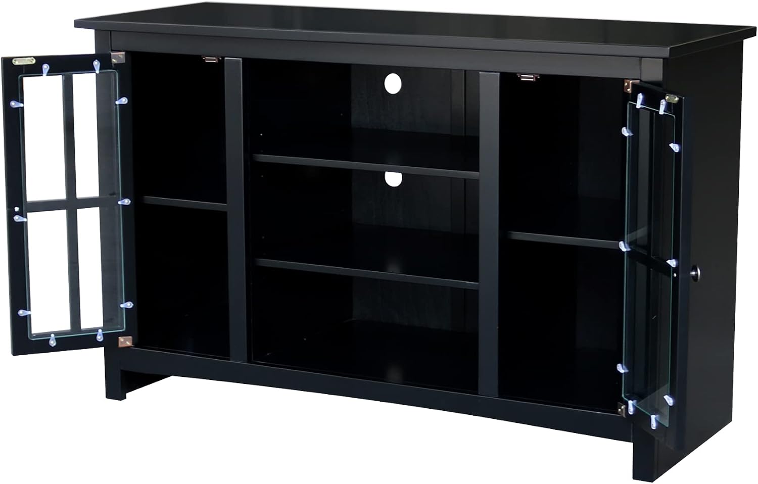 IC INTERNATIONAL CONCEPTS Entertainment/TV Stand with Open Shelves and 2 Doors in Black - 48' Height