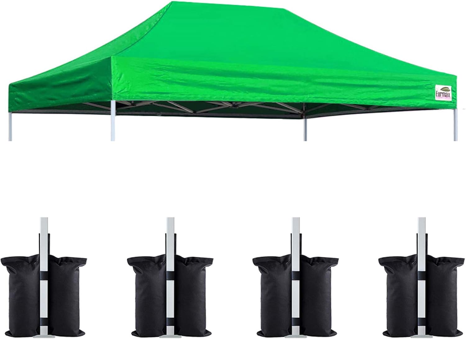 Eurmax USA 10x15 Pop Up Canopy Replacement Top,Universal Instant Canopy Cover ONLY,Heavy Duty UPF 50+ UV Protection,Water & Wind Resistant Tarp,30+ Colors Available,Bonus 4 Sand Bags (Kelly Green)