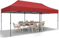 Outdoor Basic 10' x 20' Pop up Canopy Tent, Instant Heavy Duty Gazebo Tent Without Sidewalls/Wheeled Bag for Party Commercial Activity (Red, Without Sidewall)