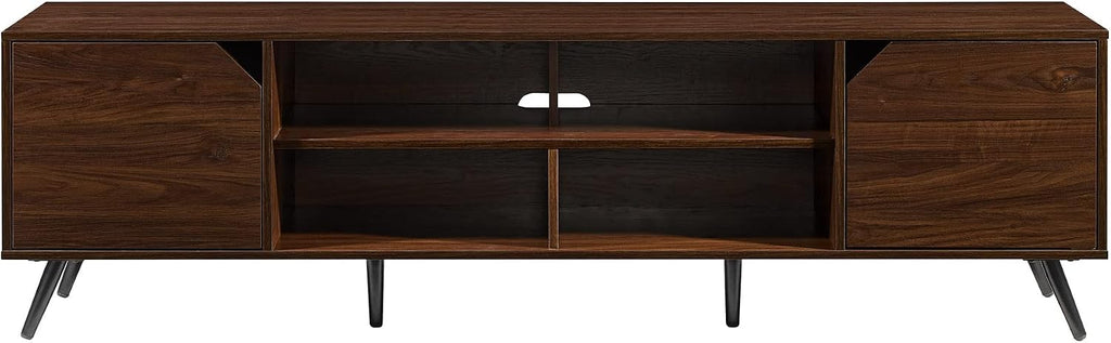 Walker Edison Nora Modern Minimal Open-Shelf TV Stand for TVs up to 80 Inches, 70 Inch, Dark Walnut