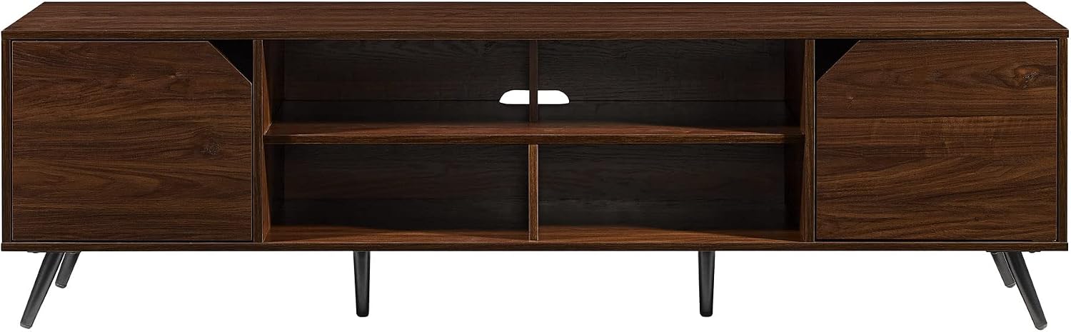 Walker Edison Nora Modern Minimal Open-Shelf TV Stand for TVs up to 80 Inches, 70 Inch, Dark Walnut