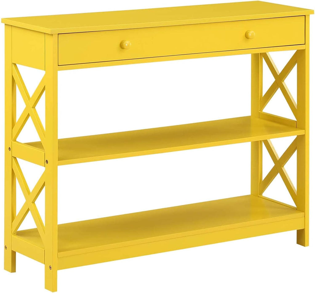 Convenience Concepts Oxford 1 Drawer Console Table with Shelves, Yellow