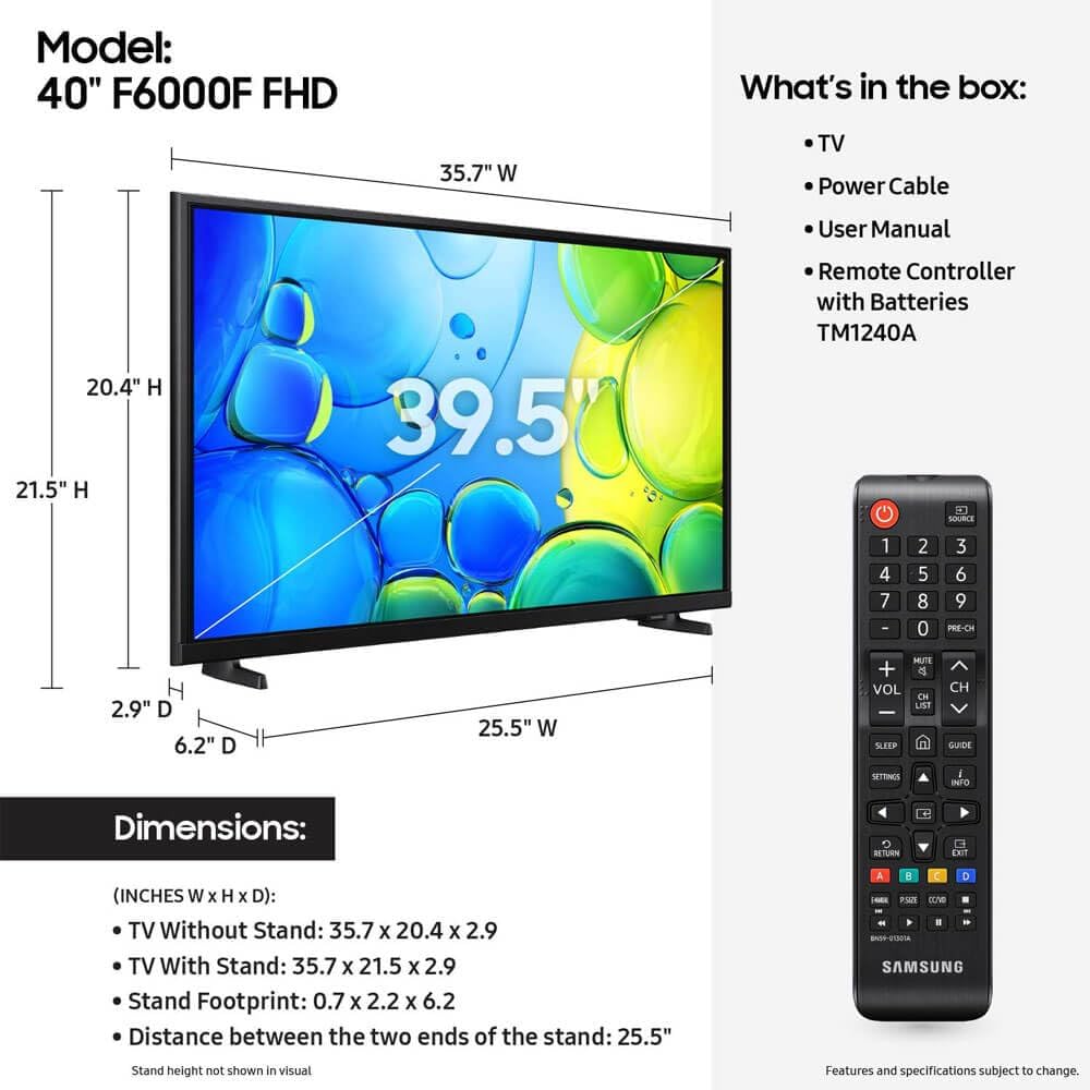 Samsung UN40F6000F 40 inch Class FHD LCD Smart TV