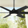 Casa Vieja 56' Estate Modern 6 Blade Indoor Outdoor Ceiling Fan with Dimmable Light LED Remote Control Matte Black Wood White Diffuser Damp Rated for Patio Exterior House Porch Gazebo Barn