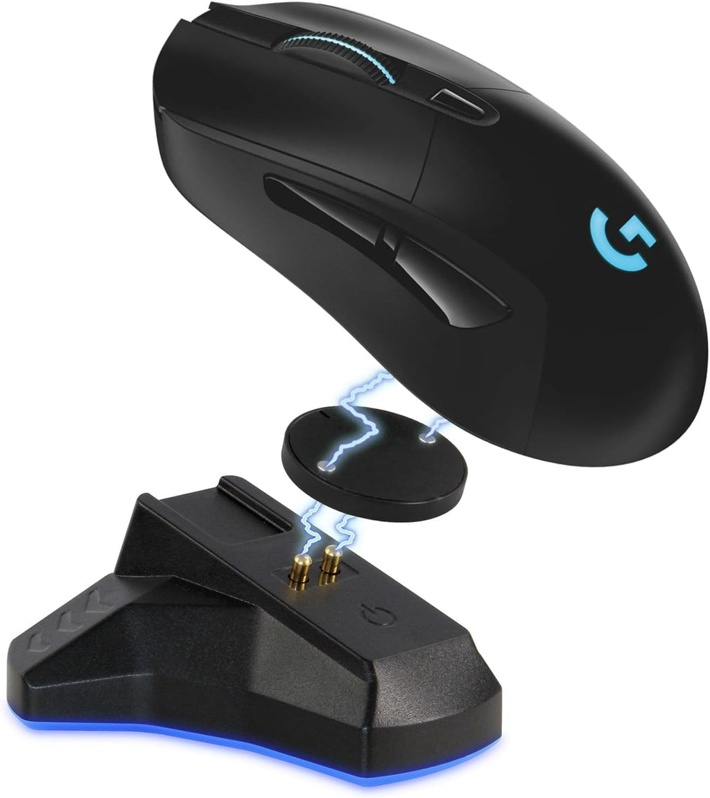 Logitech G703 Lightspeed Wireless Gaming Mouse | Hero Sensor, 25k DPI, 6 Programmable Buttons, RGB Lighting, Rubber Grip, Adjustable Weight, PC/Mac | with Signature Series Charging Dock