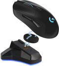 Logitech G703 Lightspeed Wireless Gaming Mouse | Hero Sensor, 25k DPI, 6 Programmable Buttons, RGB Lighting, Rubber Grip, Adjustable Weight, PC/Mac | with Signature Series Charging Dock