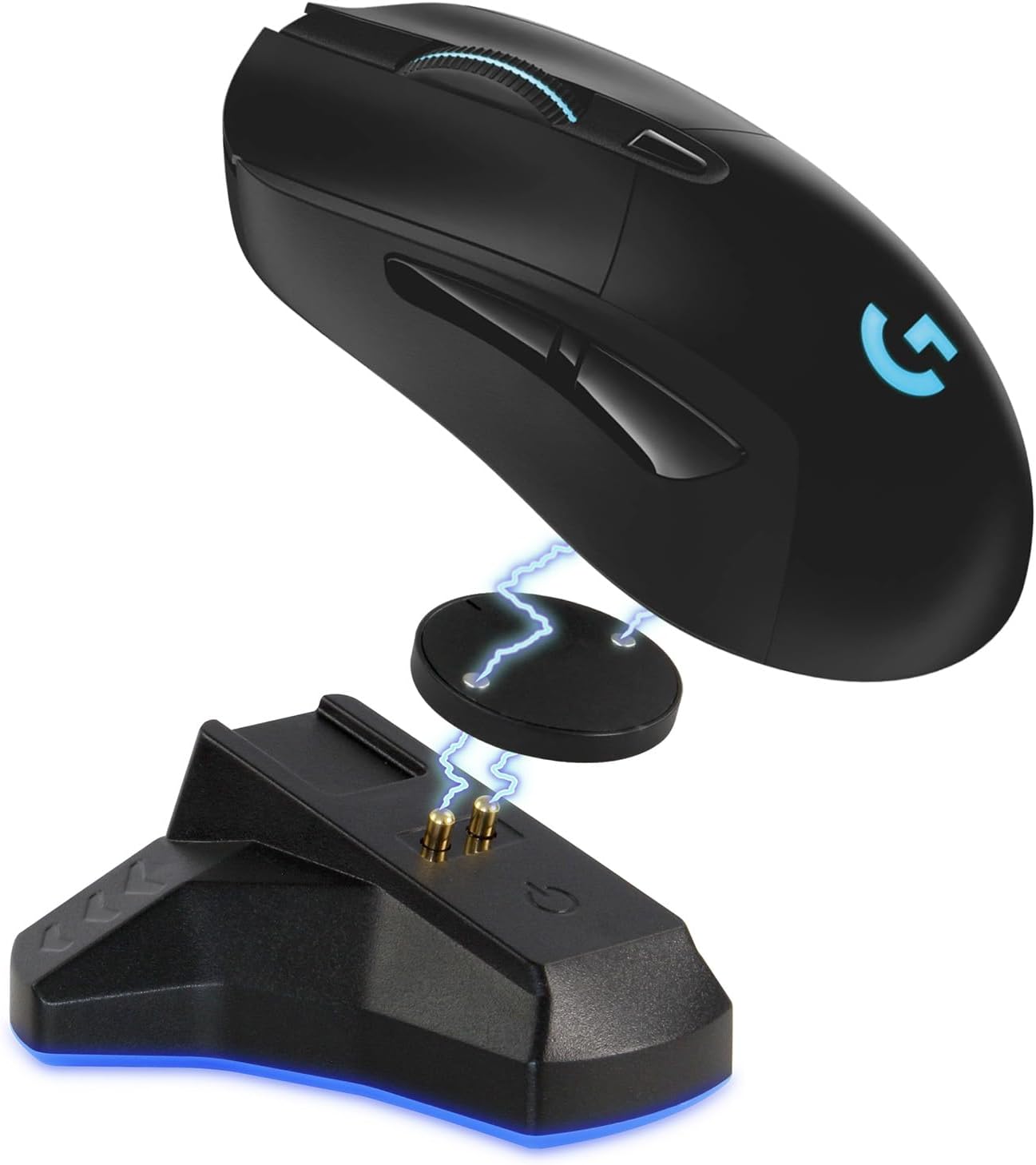 Logitech G703 Lightspeed Wireless Gaming Mouse | Hero Sensor, 25k DPI, 6 Programmable Buttons, RGB Lighting, Rubber Grip, Adjustable Weight, PC/Mac | with Signature Series Charging Dock