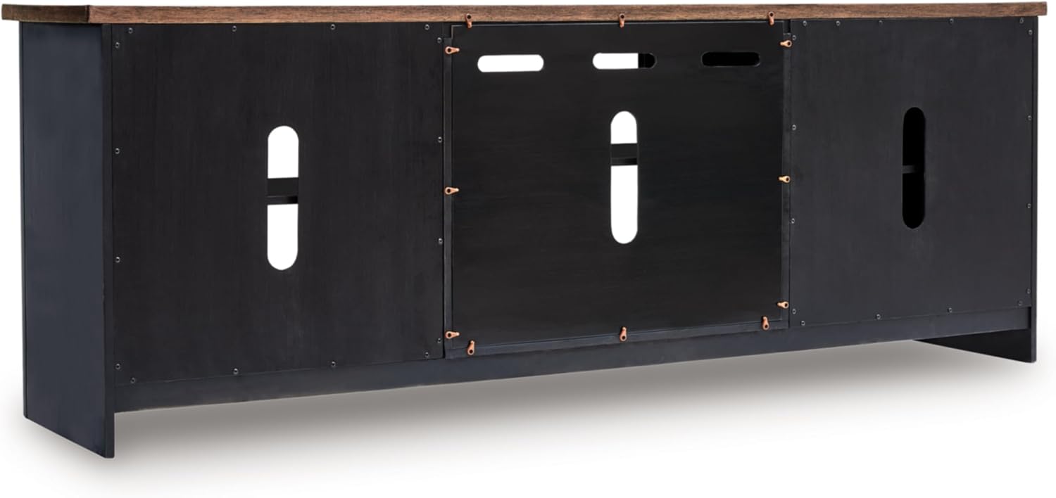 Signature Design by Ashley Wildenauer Modern Farmhouse 76' TV Stand for TVs up to 86' with Adjustable Shelves and Wire Management, Brown & Black