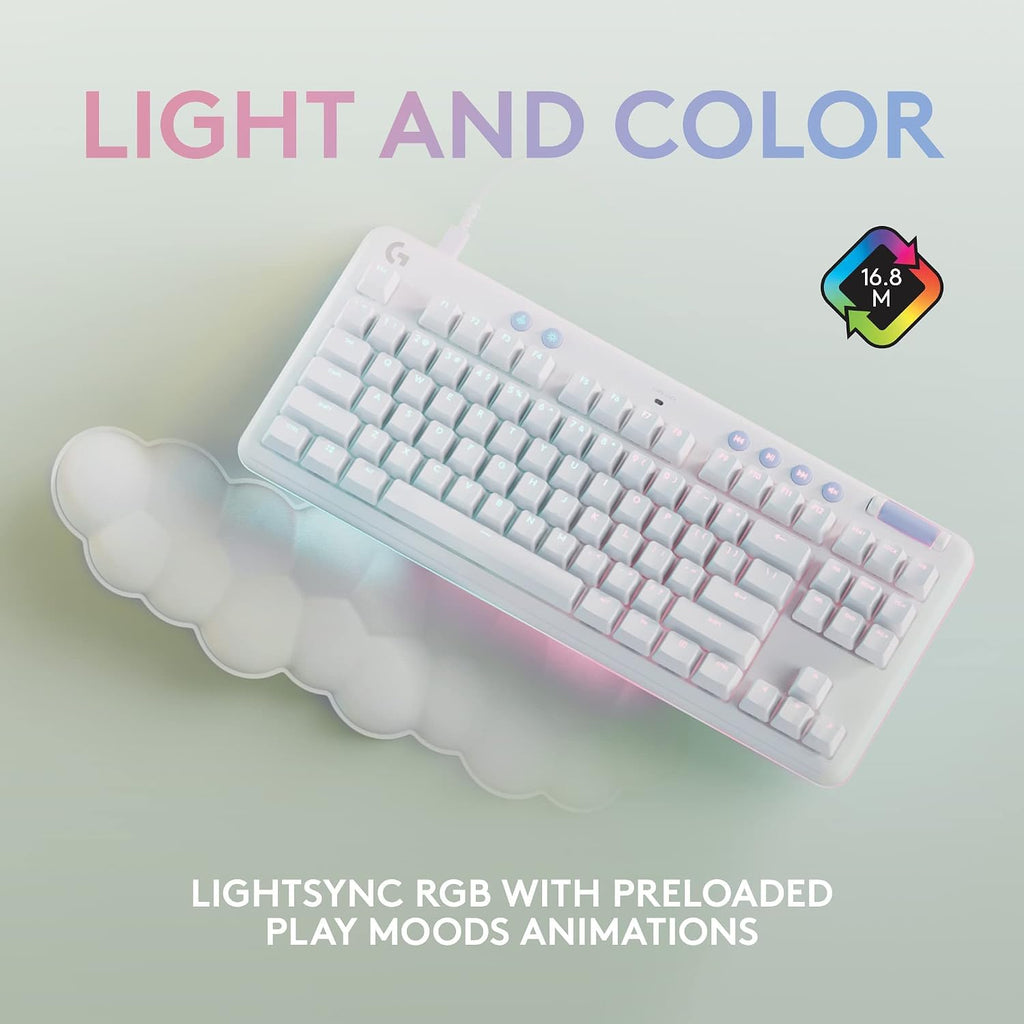 Logitech G713 Wired Mechanical Gaming Keyboard Tactile + G705 Wireless Gaming Mouse Bundle - White Mist