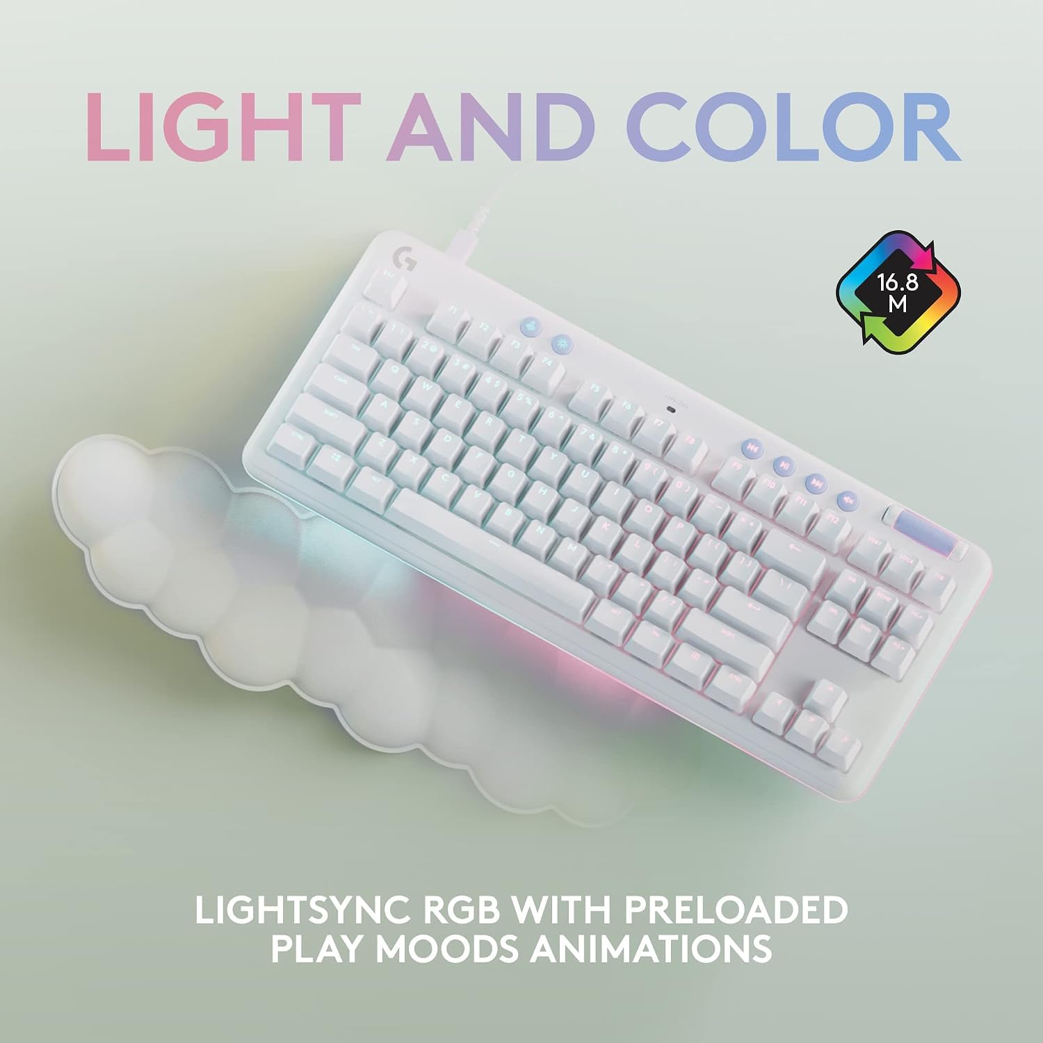 Logitech G713 Wired Mechanical Gaming Keyboard Tactile + G705 Wireless Gaming Mouse Bundle - White Mist