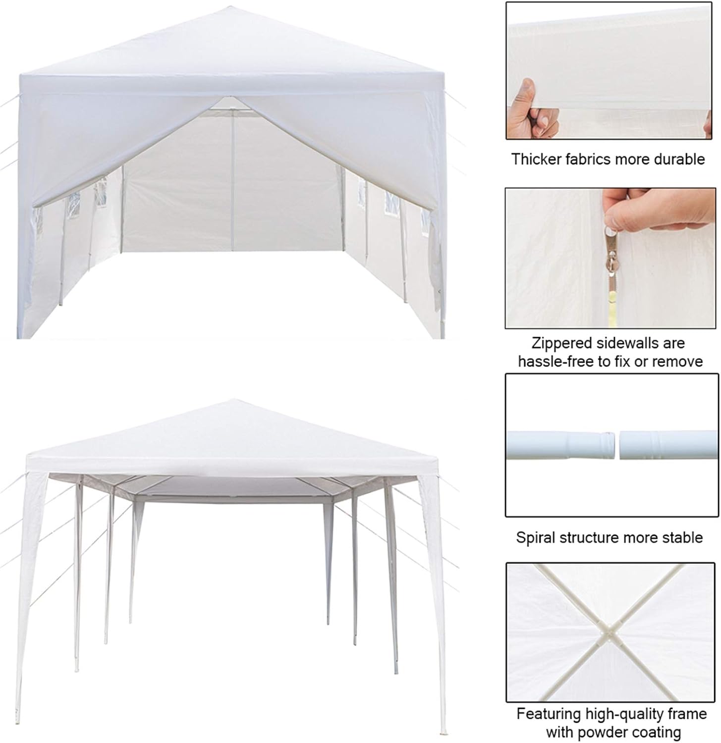 Outdoor Gazebo Canopy Wedding Party Tent Camping Shelter Commercial Instant Shelter Waterproof Tent with Removable Side Walls (Upgrade 10'x30' Eight Sides)