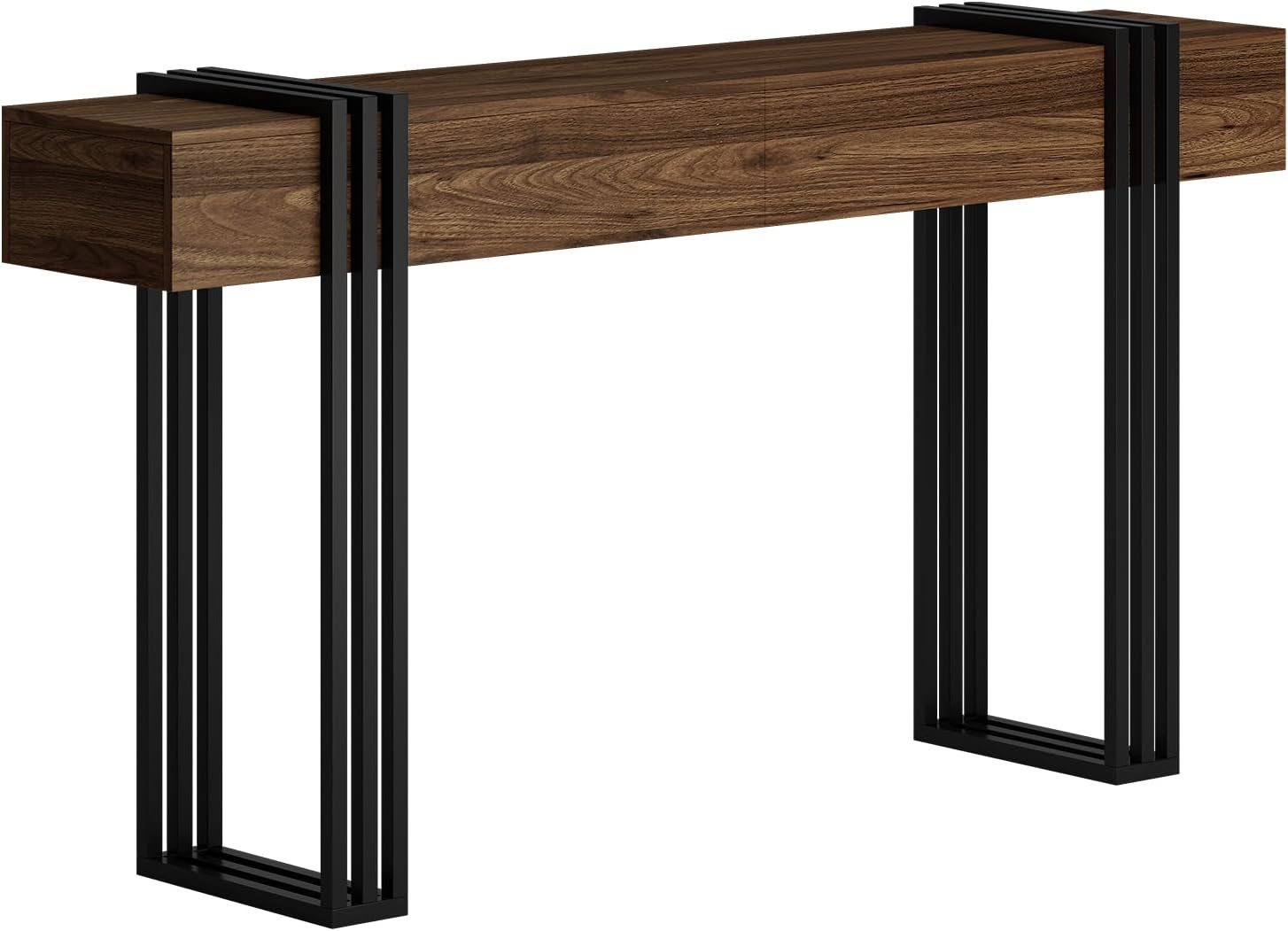 knoworld 63 Inch Console Table for Entryway, Industrial Sofa Tables Couch Table Behind Sofa for Living Room Hallway Foyer, Walnut