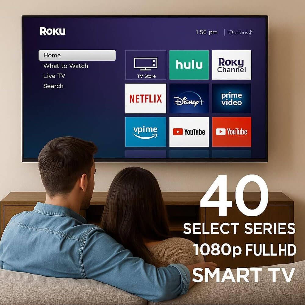 Roku 40R3D5KIT1 40 inch Select Series 1080p Full HD Smart TV 2025 Model with WiFi Streaming Apps HDMI Cable 12 Month C