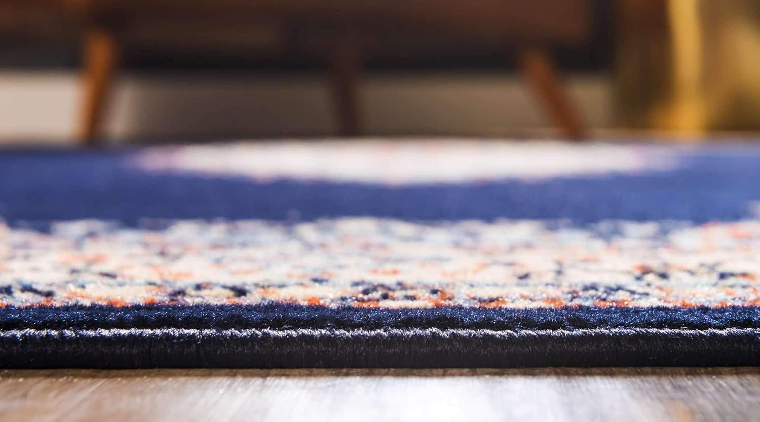 Unique Loom Reza Collection Traditional Persian Style Area Rug, 9 x 12 ft, Navy Blue/Ivory